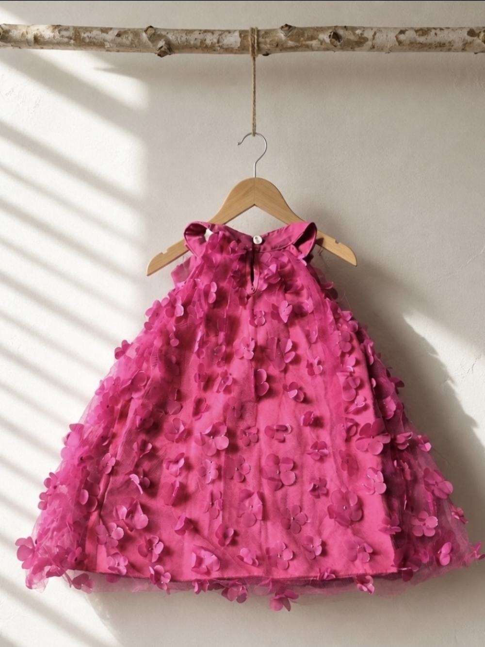 & Other Stories Hot Pink Floral Appliqué Party Dress - Girls